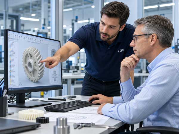 2-engineers-discussing-a-gear-design-on-CAD-monitor